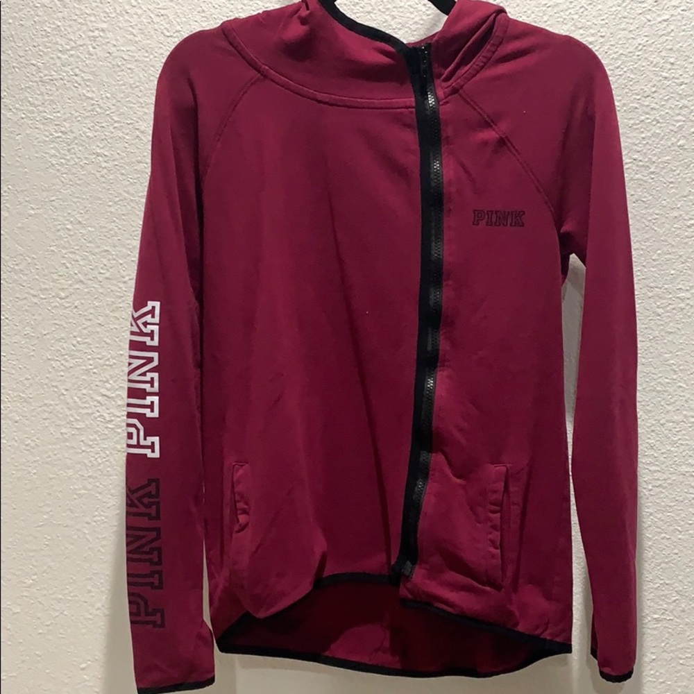 Pink Maroon Side Zipper Hoodie XS